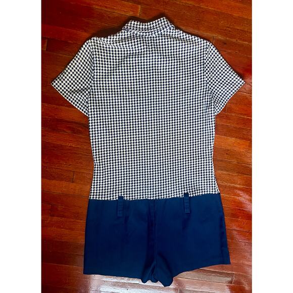 Vintage 70’s Bronson California Navy Blue White Drop Waist Playsuit Jumper Small - Picture 2 of 6